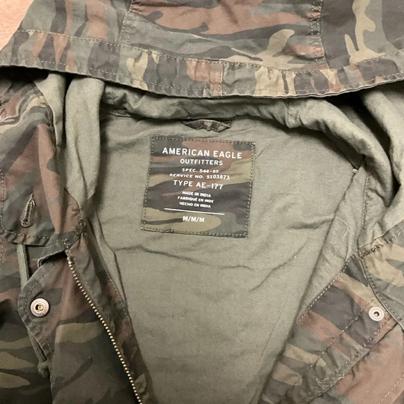 AEO Green Camo Love Embroidered Hood Jacket - Picture 5 of 11